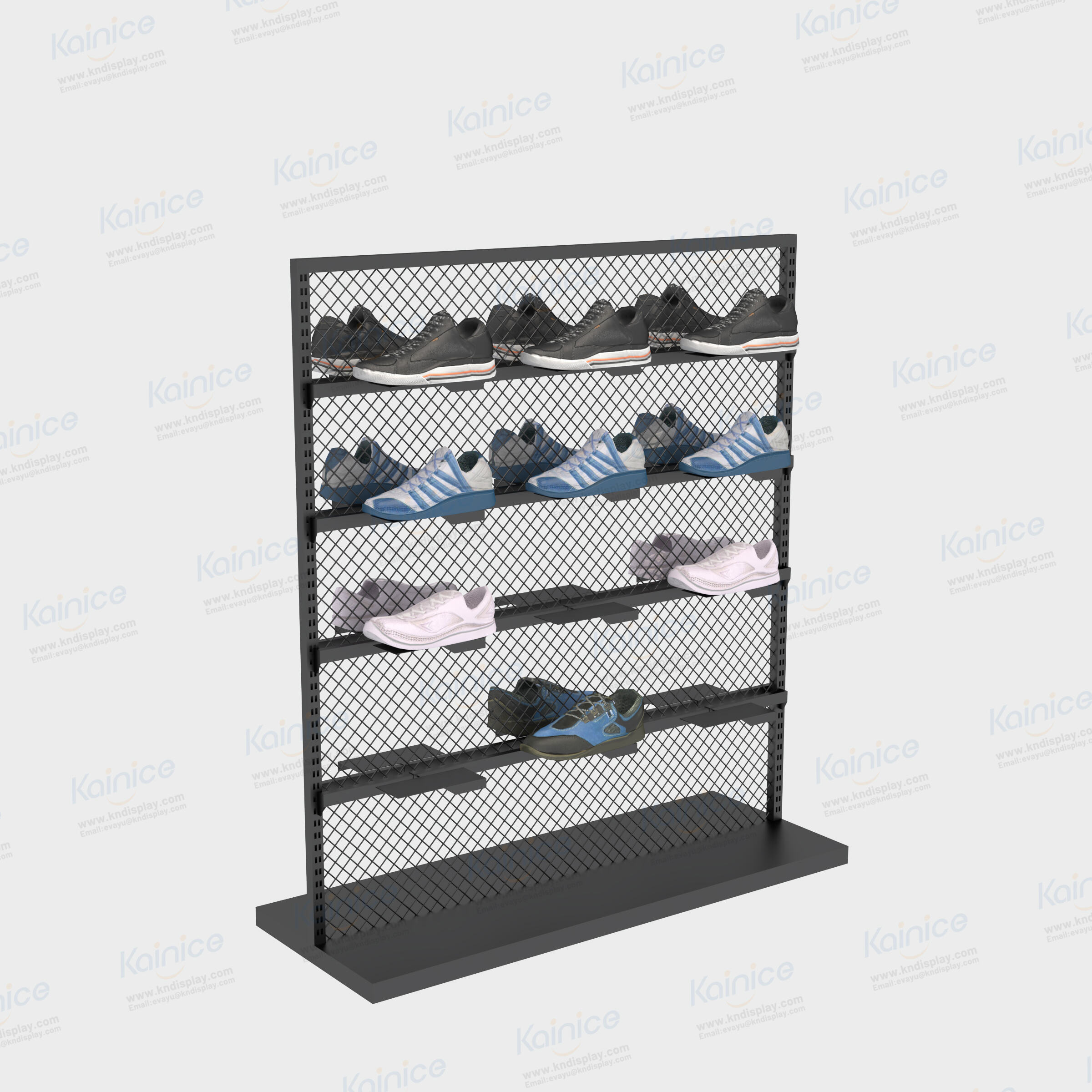 Kainice Floor Display Stand Black Wire Shoe Floating Dipslay Rack