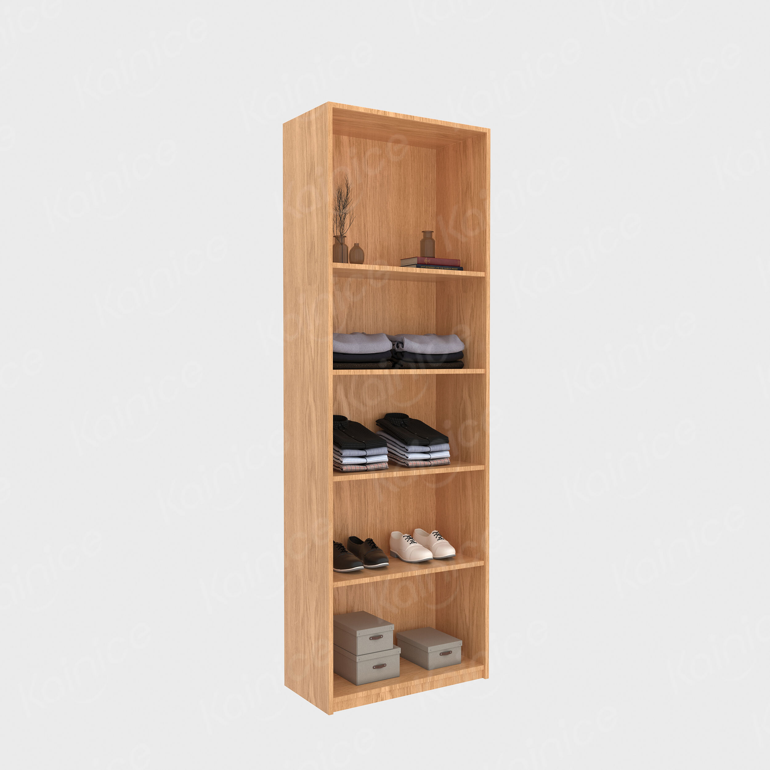 Kainice Wood Wall Style Clothes Shoe Storage Display Cabinet Fixture