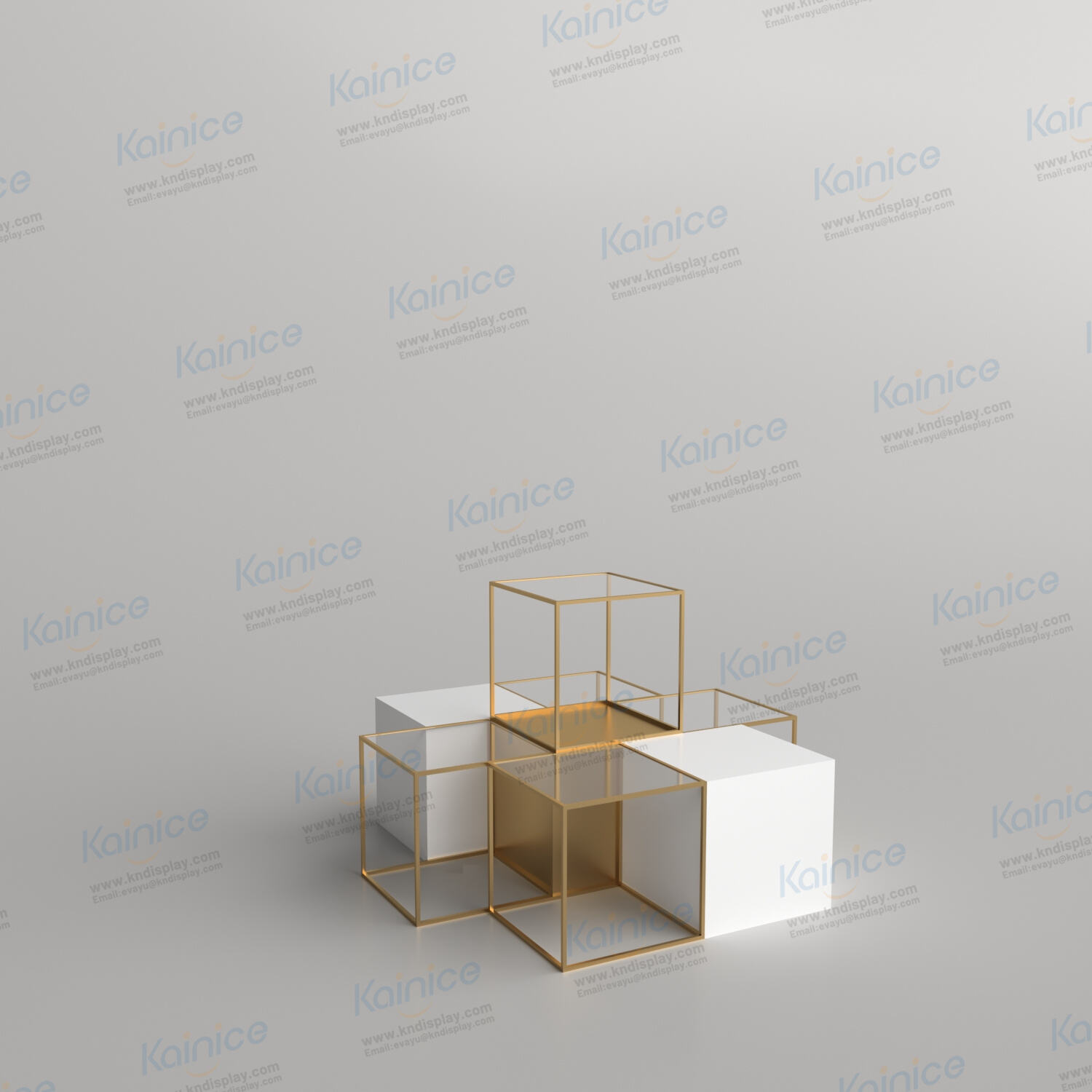 Kainice boutique store unique floor nest acrylic metal gold display table 