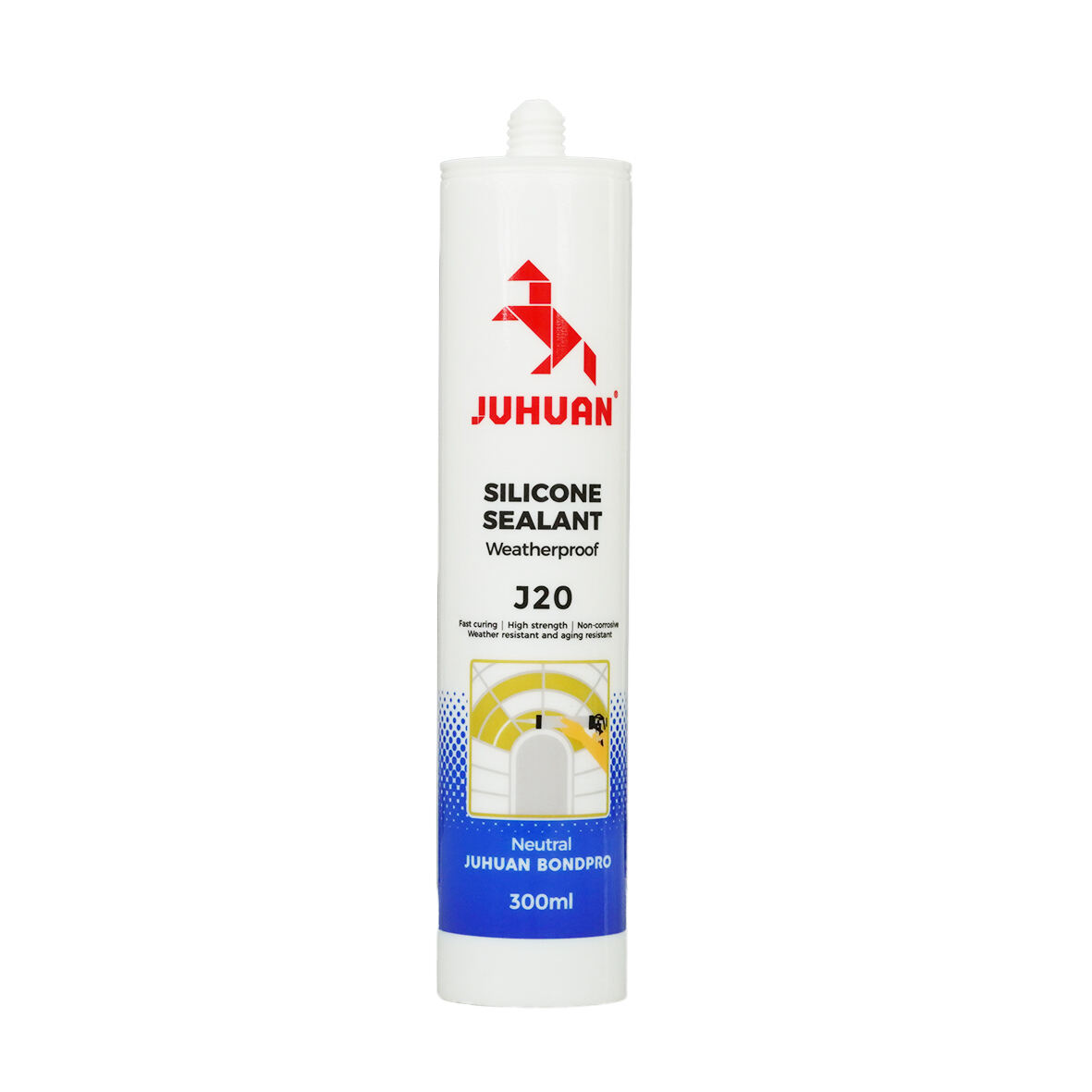 Juhuan J20 Weatherproof Silicone Sealant for Doors Windows Curtain Walls Black White Grey 280ml 300ml