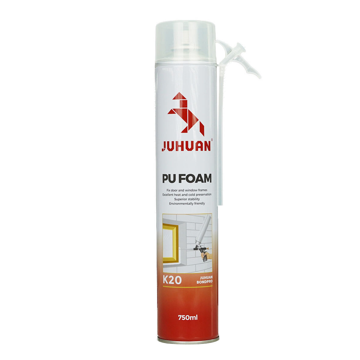 Juhuan K20 PU Foam Spray for Door Window Insulation Pipes Electrical Outlets Anti Shrink Elastic 750ml