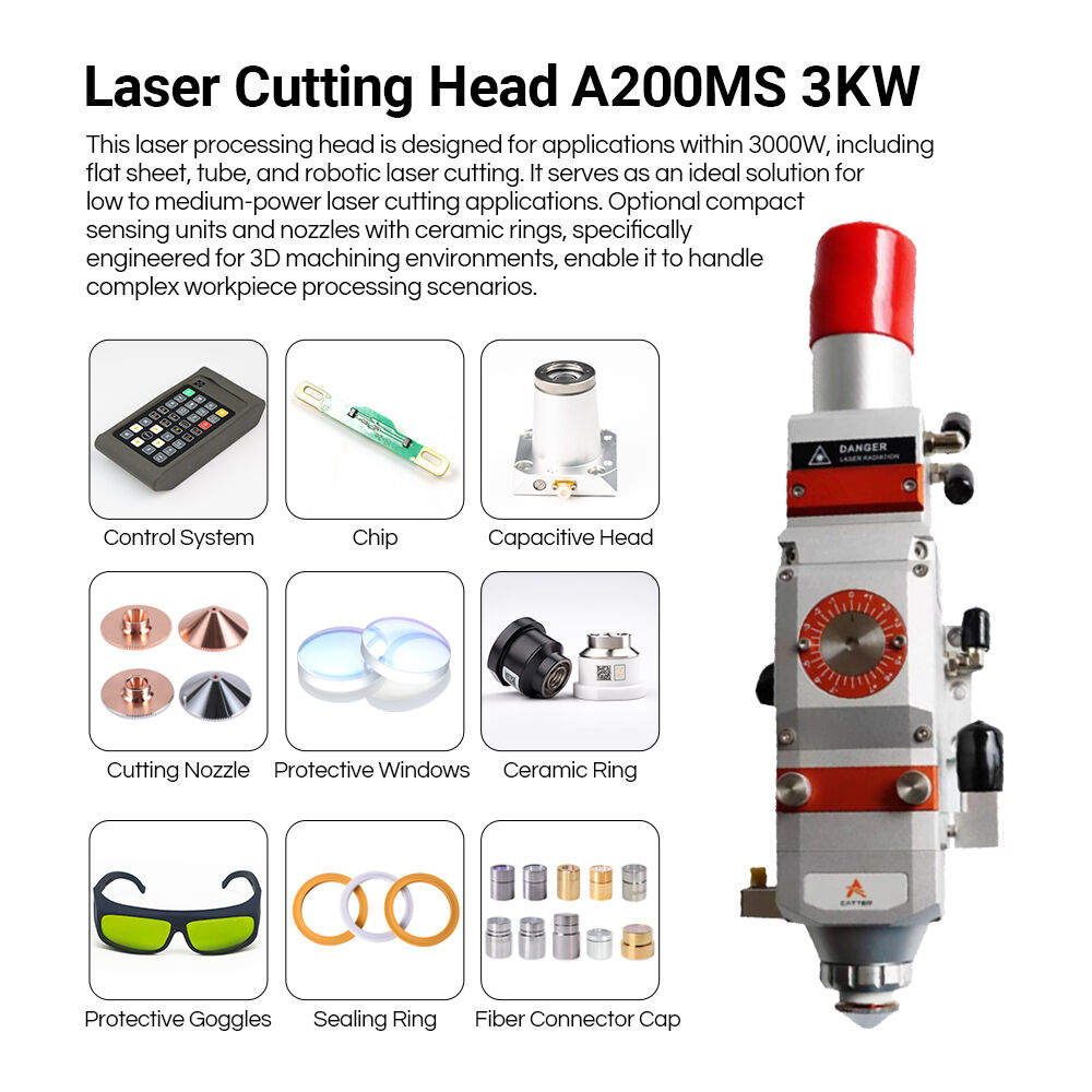 Cabezal de corte láser de fibra A200MS - 2000W Compatible + Enfoque de precisión - Para corte plano