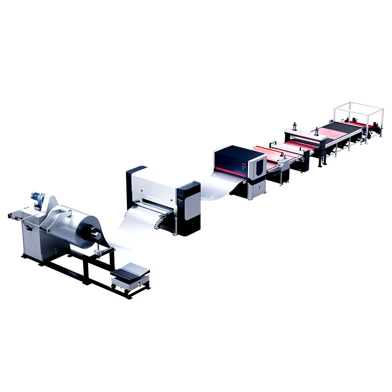 Ligne de traitement CNC de précision pour tôlerie en bobine avec laminage de film et cisaillement volant