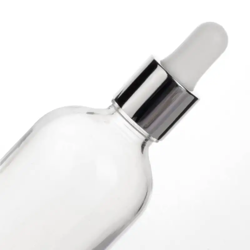 Custom Clear Skincare Serum Glass Dropper Bottle with Slivery Dropper