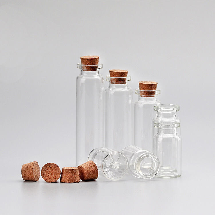 High borosilicate glass bottle, curled mouth, with a cork stopper that is resistant to deformation, suitable as a wishing bottle or spice bottle