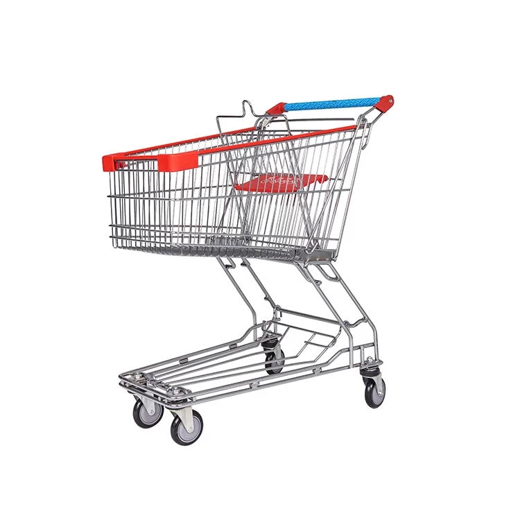 Wholesale Metal Convenience Store Market Supermarket Shopping Cart Trolley With 4 Wheels manufacture