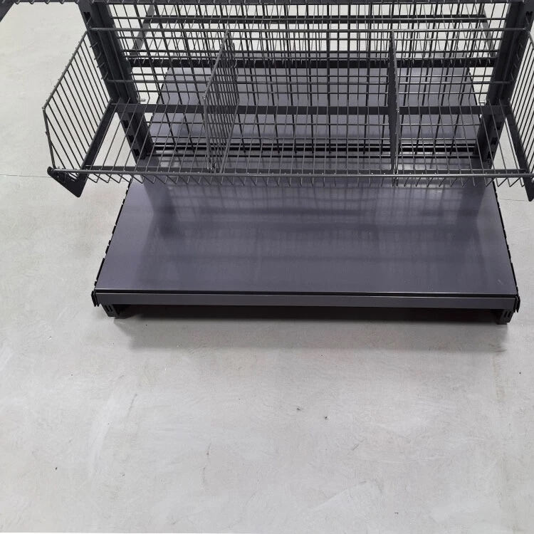 Factory Custom Size Color Black Gondola Shelving Double-sided Supermarket Display Racks supplier