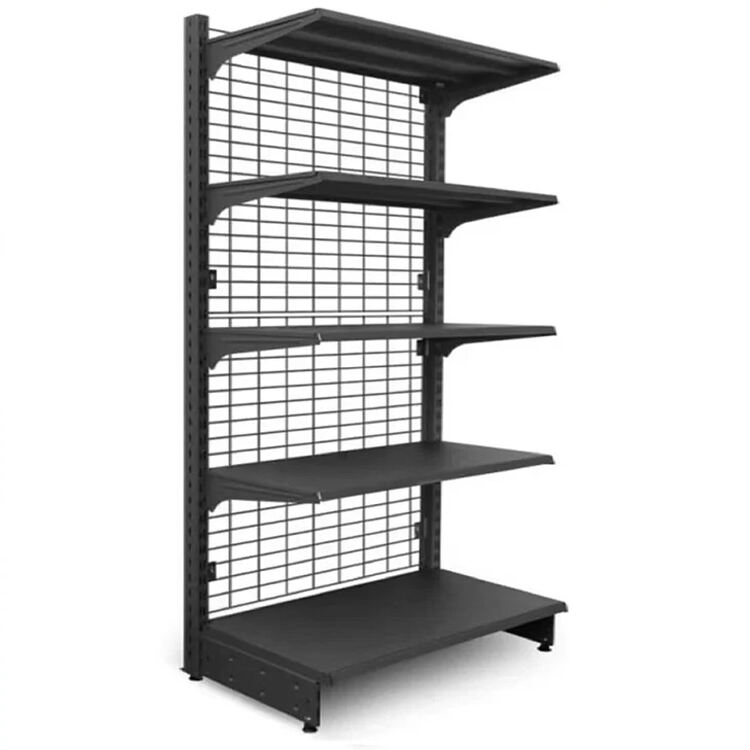 Medium Duty Double Sided Modern Metal Retail Store Supermarket Display Mesh Shelves details