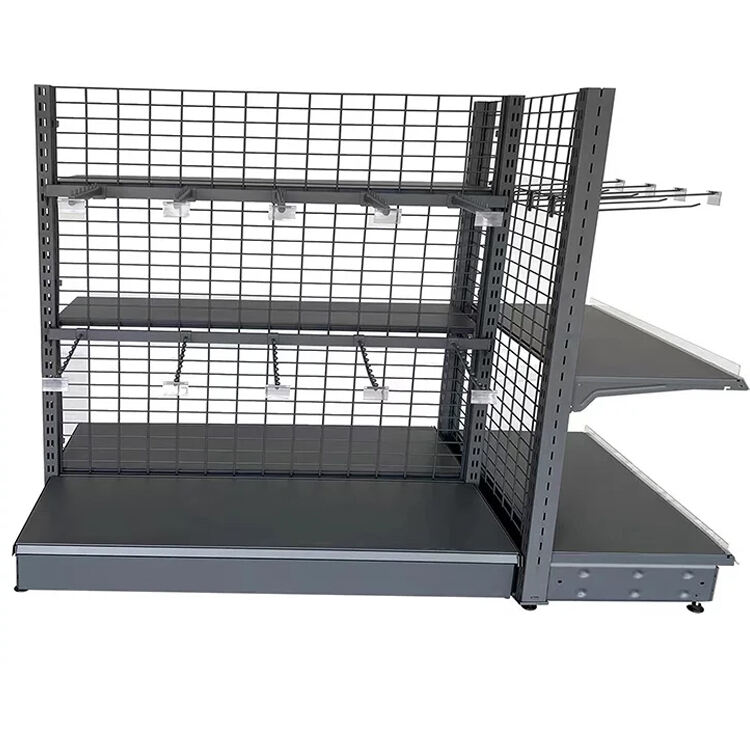 Medium Duty Double Sided Modern Metal Retail Store Supermarket Display Mesh Shelves factory