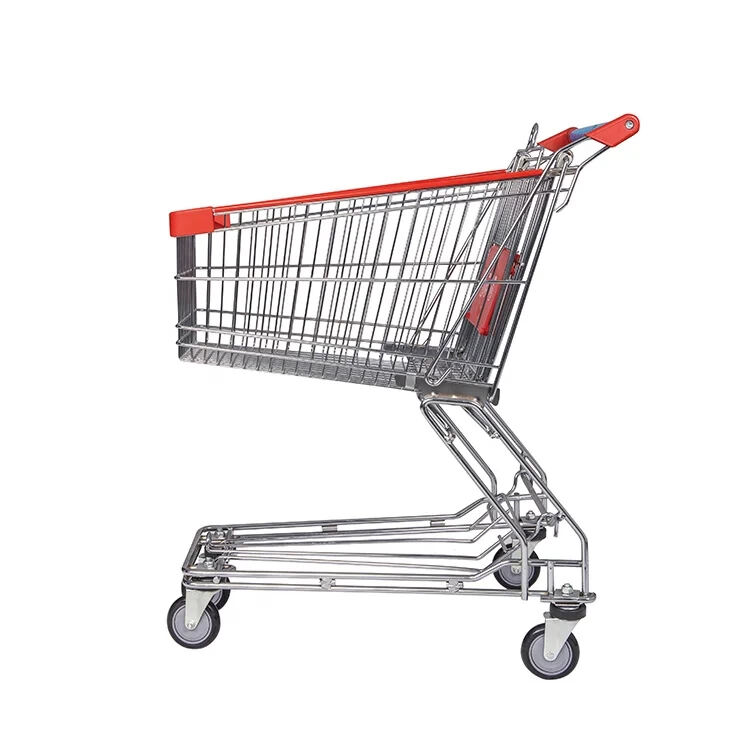 Wholesale Metal Convenience Store Market Supermarket Shopping Cart Trolley With 4 Wheels manufacture