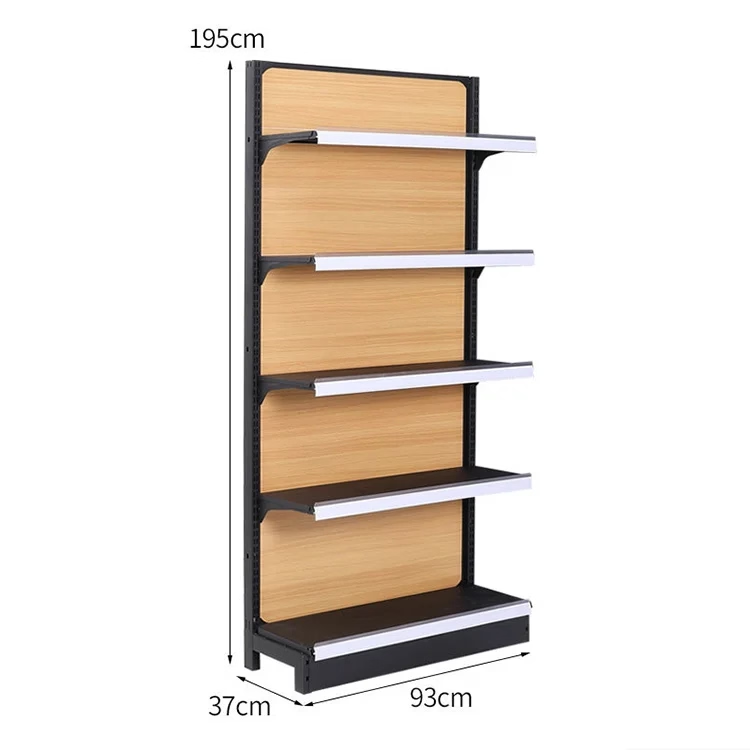 Customization Single/double Sided Steel Wood Supermarket Gondola Display Shelving details