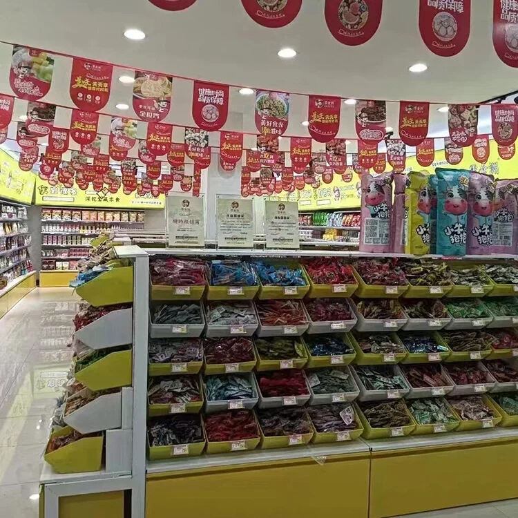 High Quality Yellow Plastics Supermarket Sweets Candy Shelves For Retail Store details