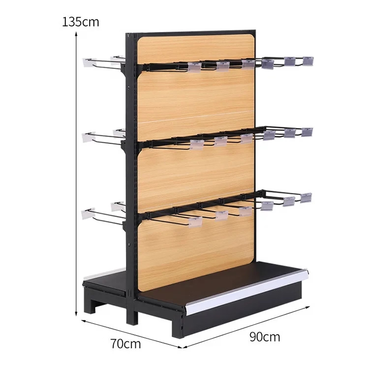 Customization Single/double Sided Steel Wood Supermarket Gondola Display Shelving supplier