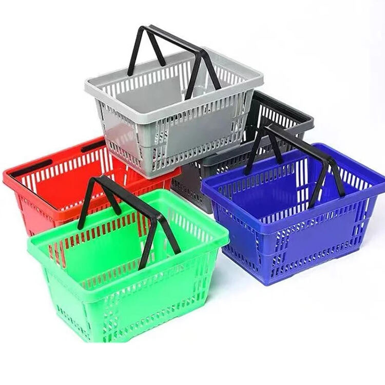 Retail Plastic Grocery Basket Multicolour Supermarket Shopping Basket manufacture