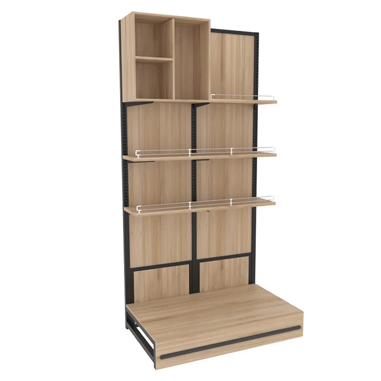 Customization Single/double Sided Steel Wood Supermarket Gondola Display Shelving factory