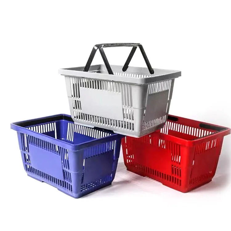 Retail Plastic Grocery Basket Multicolour Supermarket Shopping Basket