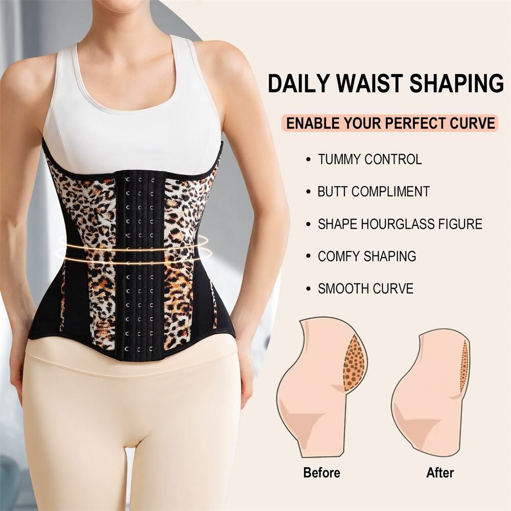 MISTHIN Leopard Print High Quality Waist Trainer Body Shaper Women's Slimming Sheath Custom Short Torso Waist Trainer Colombia