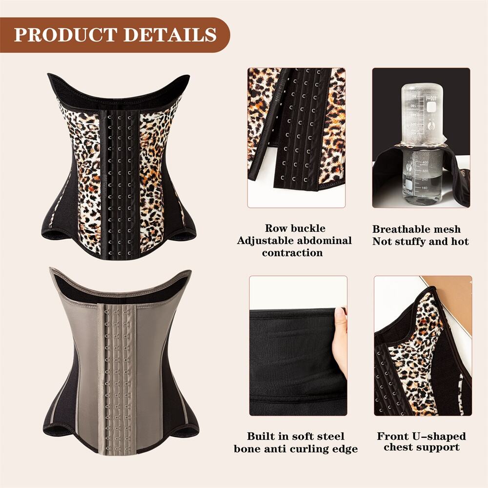 MISTHIN Leopard Print High Quality Waist Trainer Body Shaper Women's Slimming Sheath Custom Short Torso Waist Trainer Colombia