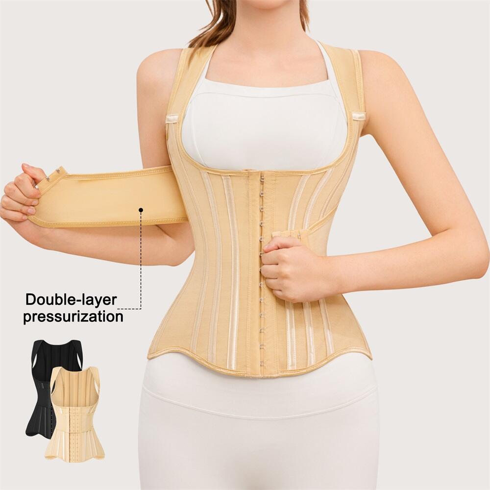 Women's Padded Waist Trainer Corset Shapewear Body Shaper Colombian Girdles with Hooks for Body Shaping Custom Shapewear