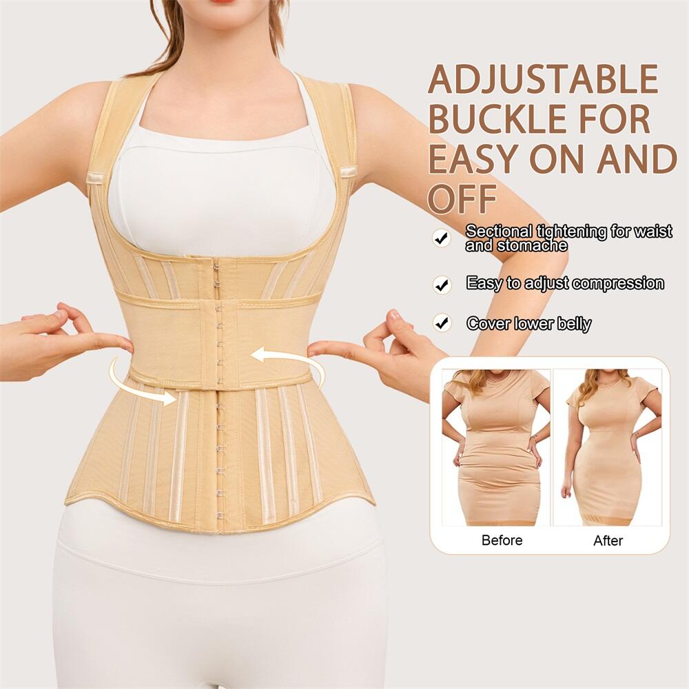 Women's Padded Waist Trainer Corset Shapewear Body Shaper Colombian Girdles with Hooks for Body Shaping Custom Shapewear