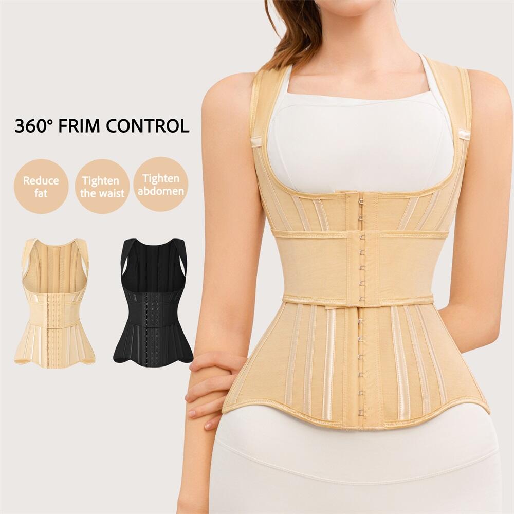 Women's Padded Waist Trainer Corset Shapewear Body Shaper Colombian Girdles with Hooks for Body Shaping Custom Shapewear