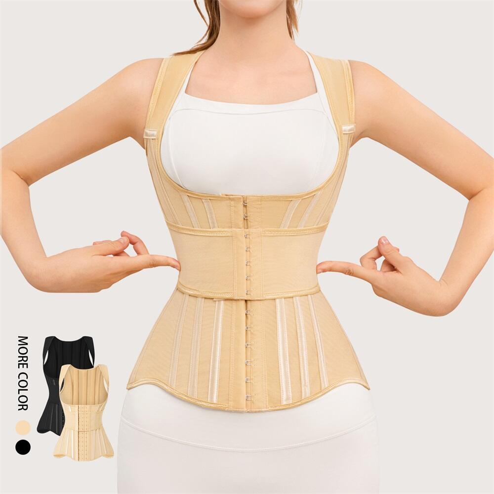 Women's Padded Waist Trainer Corset Shapewear Body Shaper Colombian Girdles with Hooks for Body Shaping Custom Shapewear