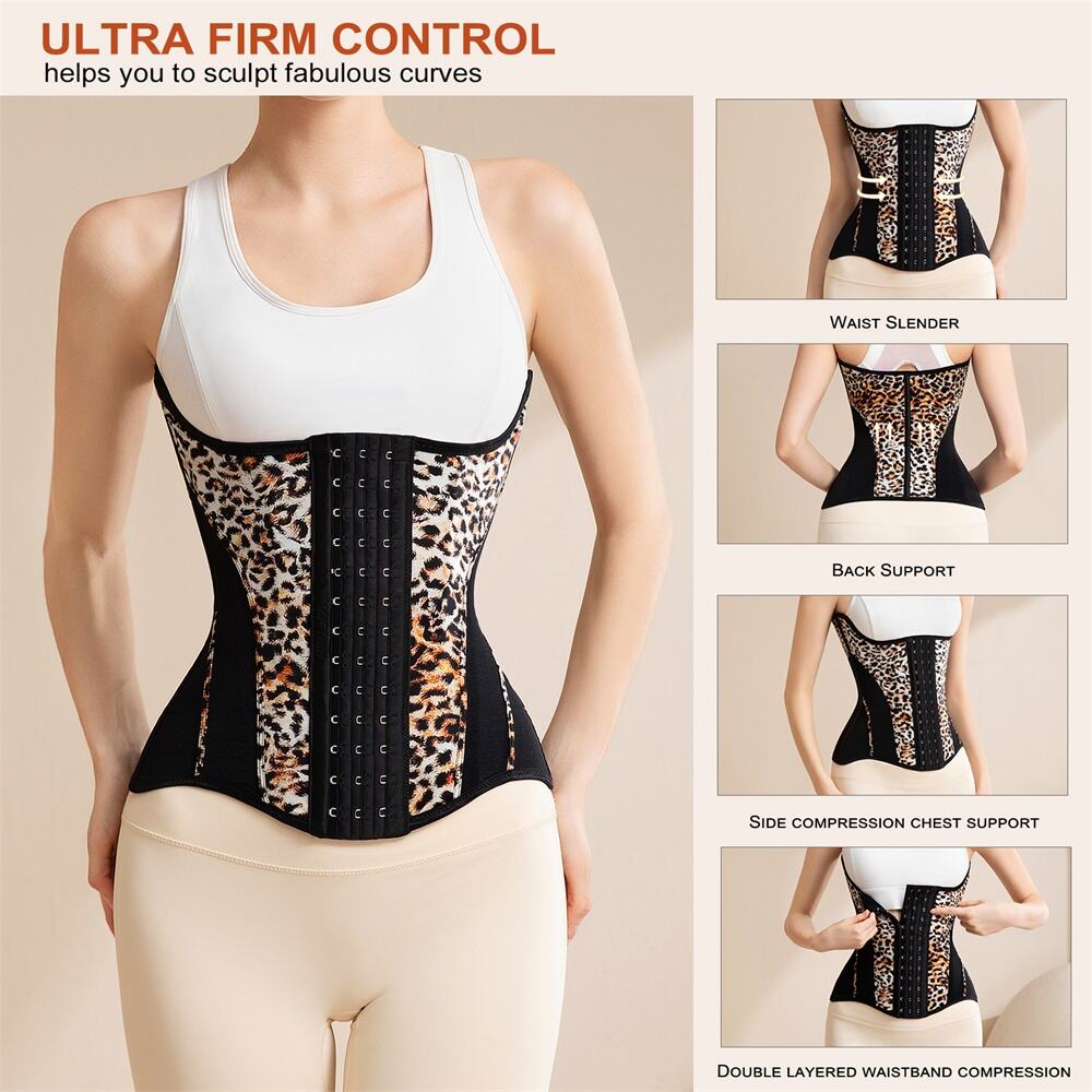 MISTHIN Leopard Print High Quality Waist Trainer Body Shaper Women's Slimming Sheath Custom Short Torso Waist Trainer Colombia