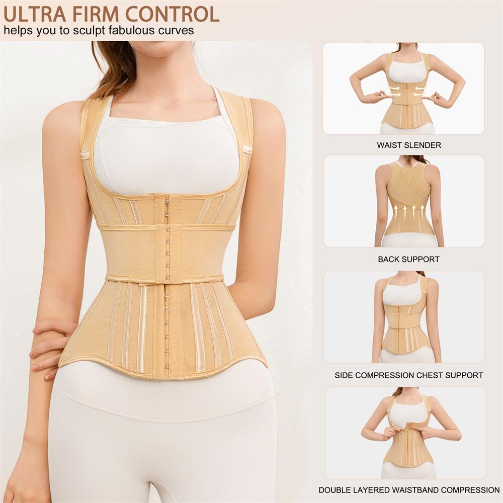 Women's Padded Waist Trainer Corset Shapewear Body Shaper Colombian Girdles with Hooks for Body Shaping Custom Shapewear