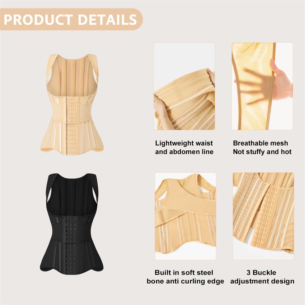 Women's Padded Waist Trainer Corset Shapewear Body Shaper Colombian Girdles with Hooks for Body Shaping Custom Shapewear