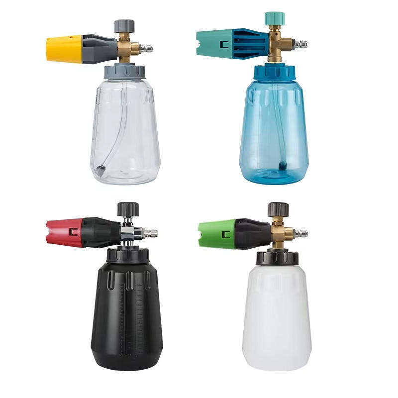 SPS vendita lampo lavaggio auto cannone trasparente per schiuma a neve pulizia auto ugello schiuma rosso nero giallo verde blu lancia schiuma PA