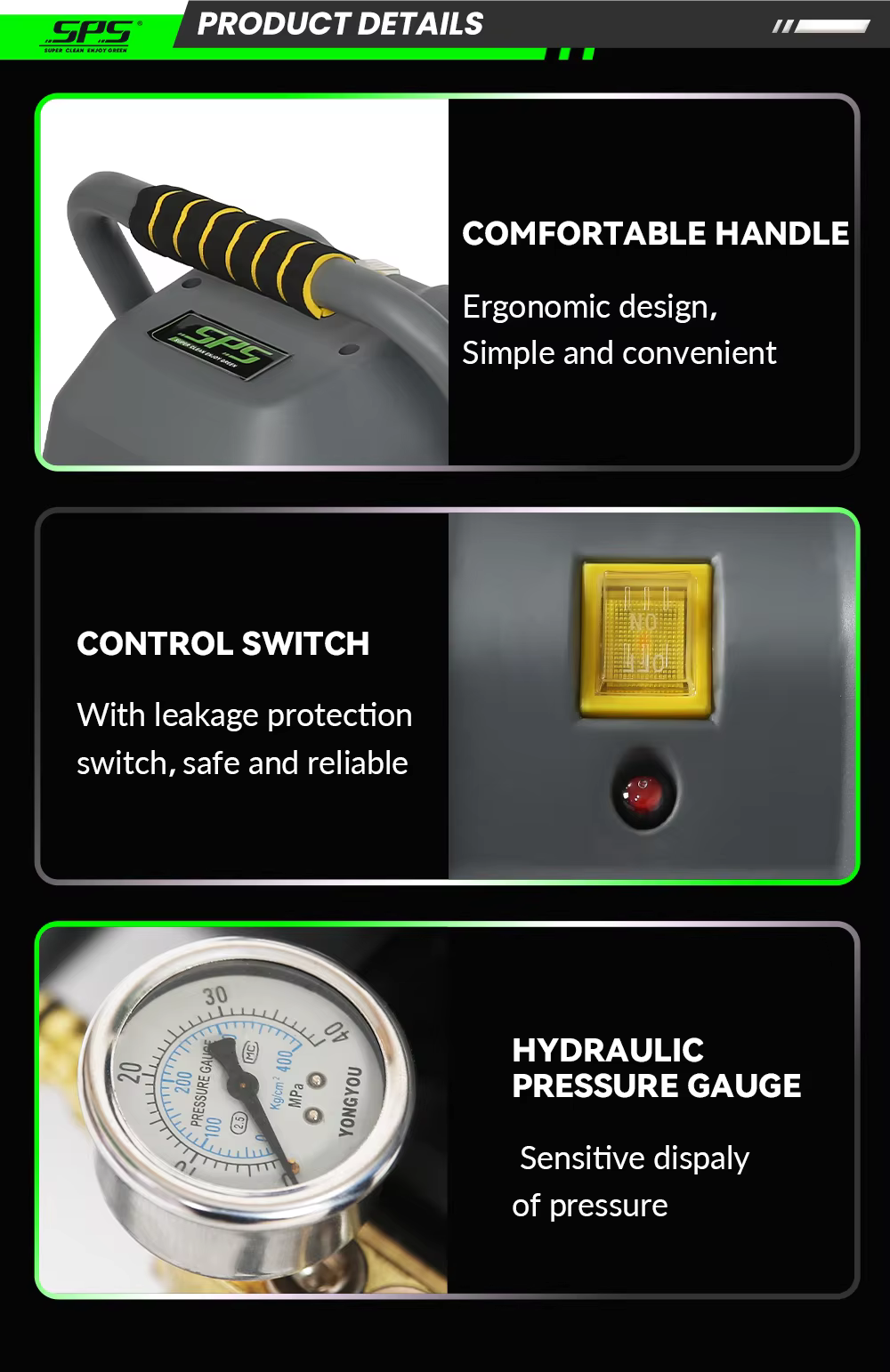 1450PSI 220V 2KW 10LPM Household Portable Car Cleaning Machine Electric High Pressure Water Jet Pump Car Washer details