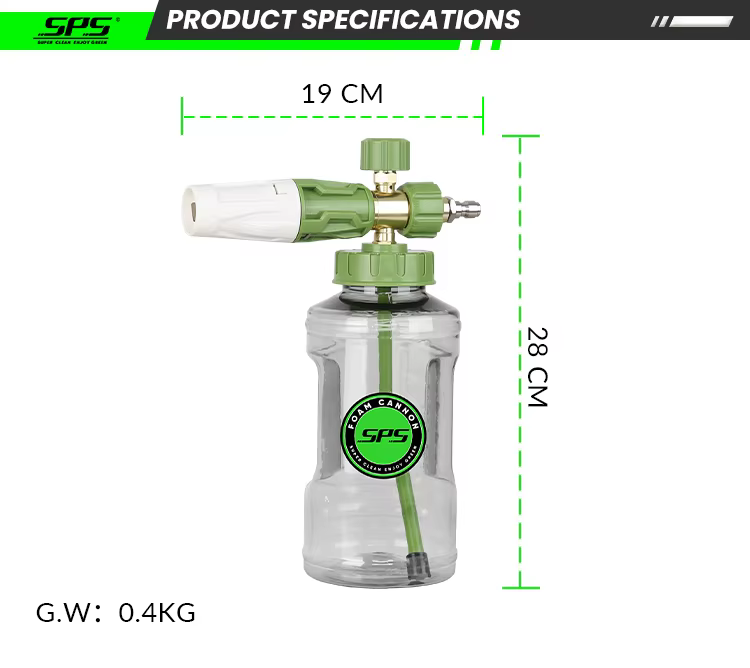 1L Green Snow Foam Lance Adjustable Foam Cannon Foam Gun Pressure Washer Jet Wash Foam Dispenser Car Washing Foam Generator Soap Foam Blaster with Transparent Bottle 1/4 Inch Quick Connector Wholesale Chinese Supplier OEM & Custom Available manufacture