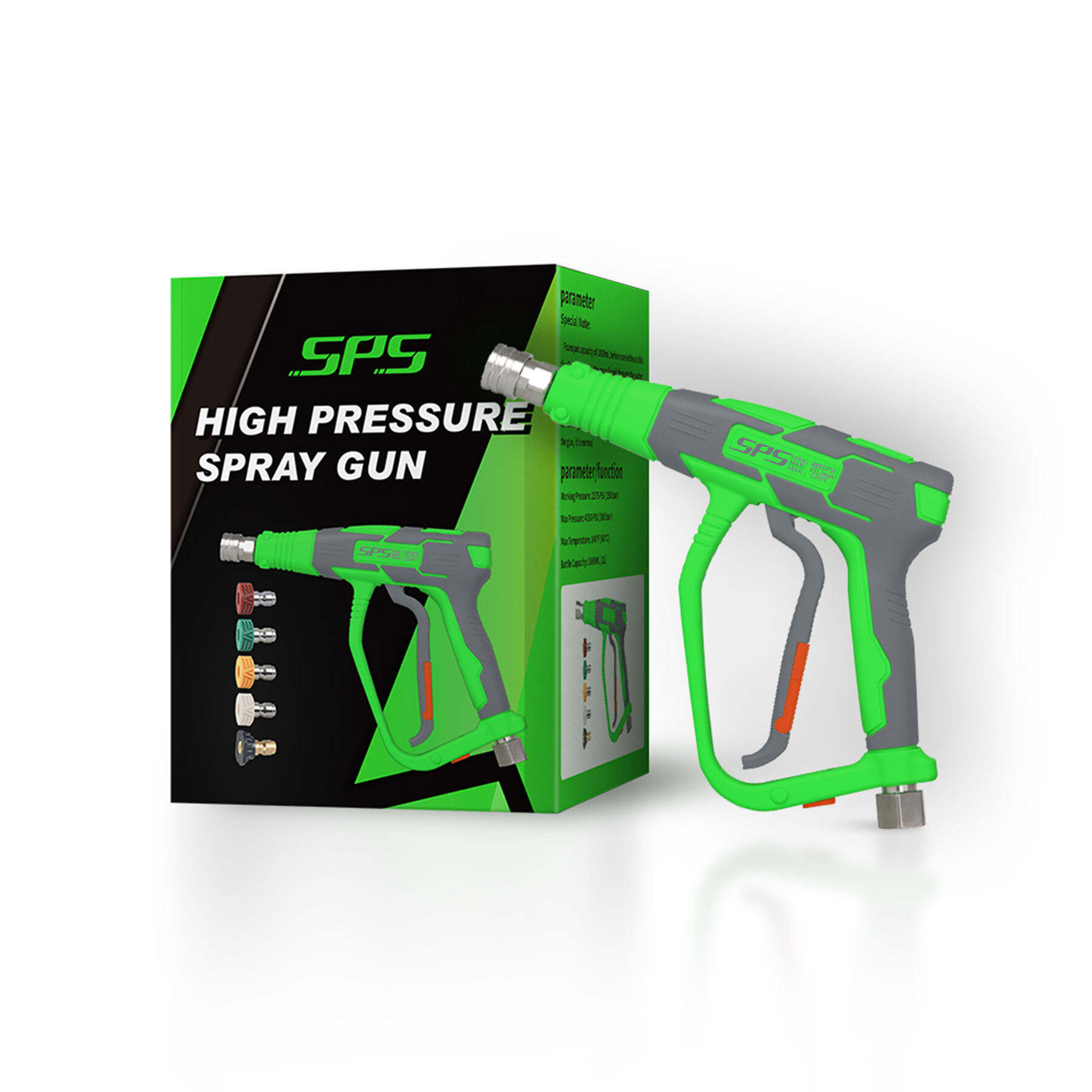 SPS 4000PSI Multifunktions-Hochdruckreinigungs-Kurzpistole mit 1/4-Zoll-Schnellkupplung und 5-farbigen Düsenkit für die Autowäsche