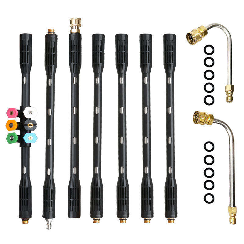 SPS 9PCS Rod Stainless Steel Extension Wand Right Angle Car Washing Extension Rod 1/4 QC Pressure Washer Extension Wand