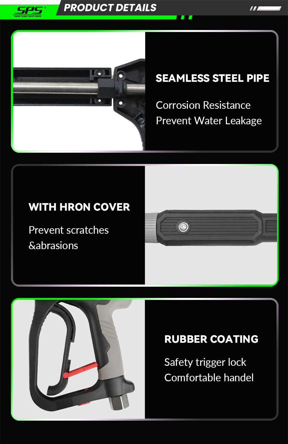 min spray gun solid brass 100cm high pressure washing long gun with 304 stainless steel extension nozzle-4