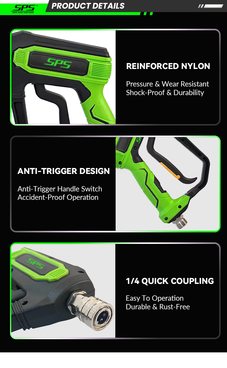 5000PSI 60L/Min High Pressure Washer Gun Cold Water Car Wash Power Washer Gun Spray Trigger Short Gun details