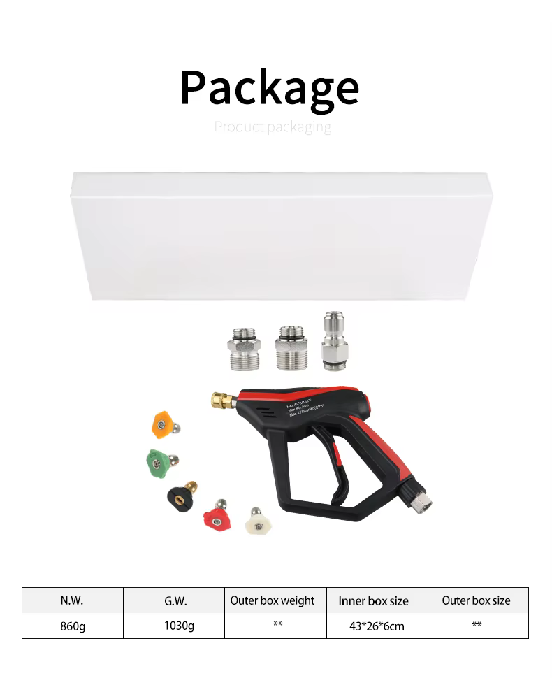 SPS 4000 PSI 275Bar High Pressure Car Washer Water Gun Set With 5 Color Nozzles 3 Adapters for Car Wash Equipment details