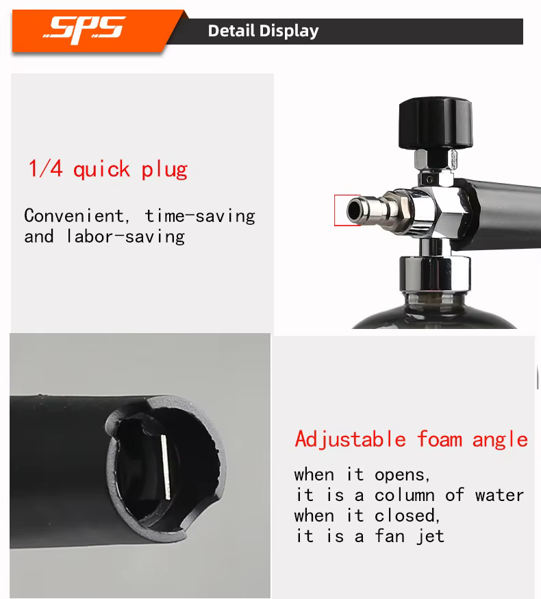 SPS 5000 PSI 1L Black Transparent Snow Foam Lance Blue Red Gray Snow Foam Cannon Nozzle Car Wash Foam Pot supplier
