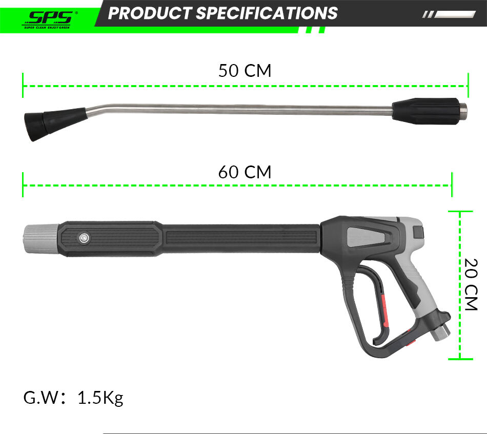 min spray gun solid brass 100cm high pressure washing long gun with 304 stainless steel extension nozzle-2