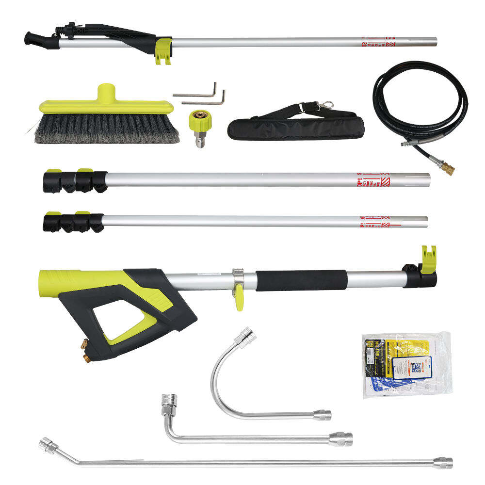 ابزار تمیزکننده پنل خورشیدی 18 اینچ به همراه کیت تمیزکاری، میله آلومینیومی تلسکوپی برای شست‌وشوی پنجره همراه با 4 میله امتداددهنده