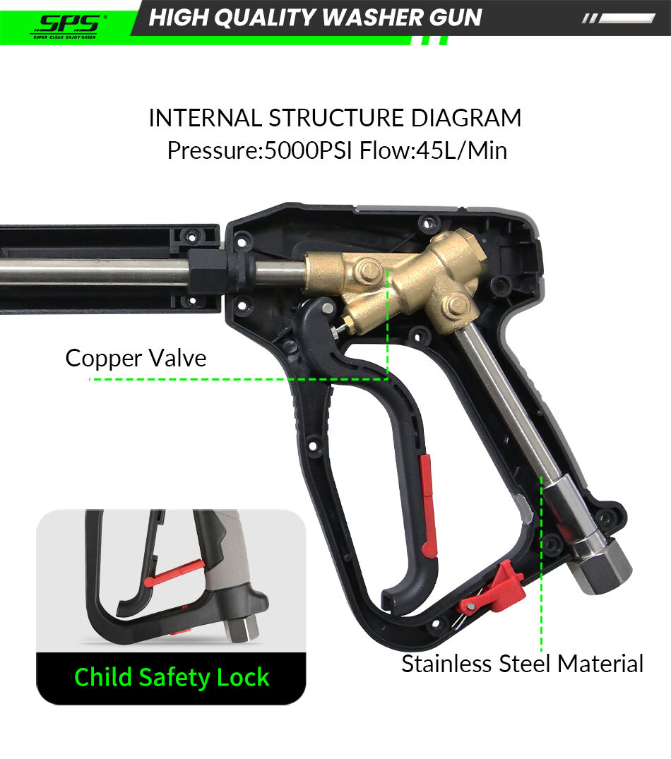 min spray gun solid brass 100cm high pressure washing long gun with 304 stainless steel extension nozzle-3