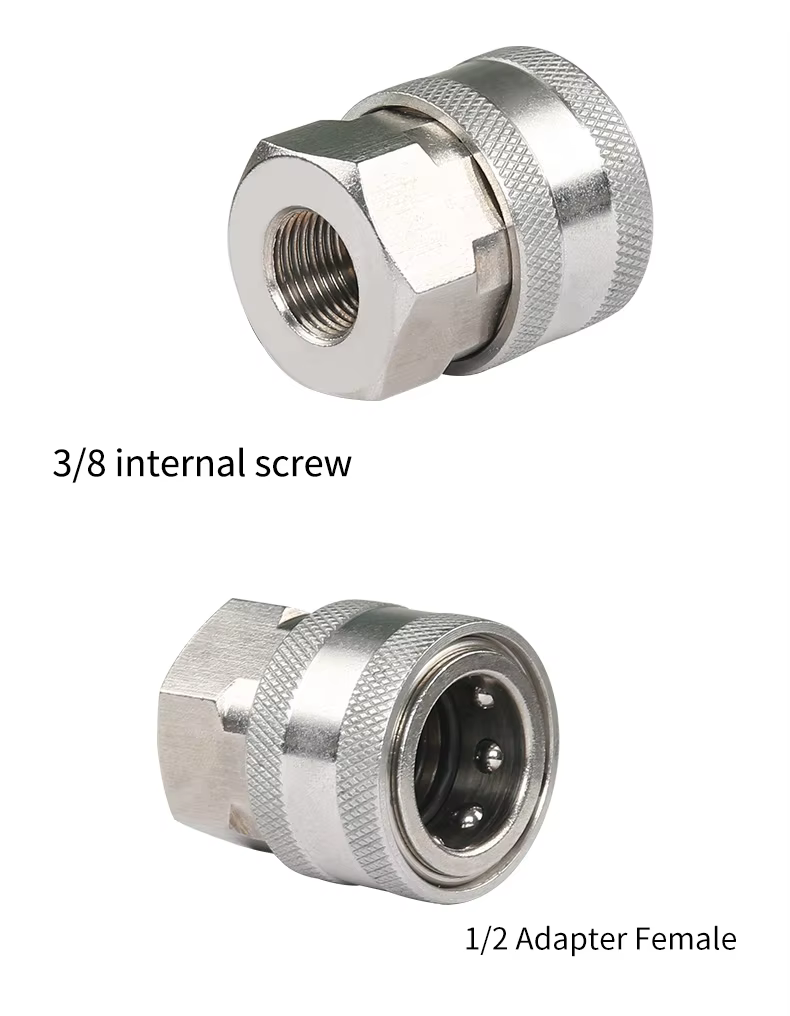 SPS High Pressure Washer 1/2 Male+1/4 Internal Screw Quick Connector Kit Stainless Steel Fittings for Hose Thread details