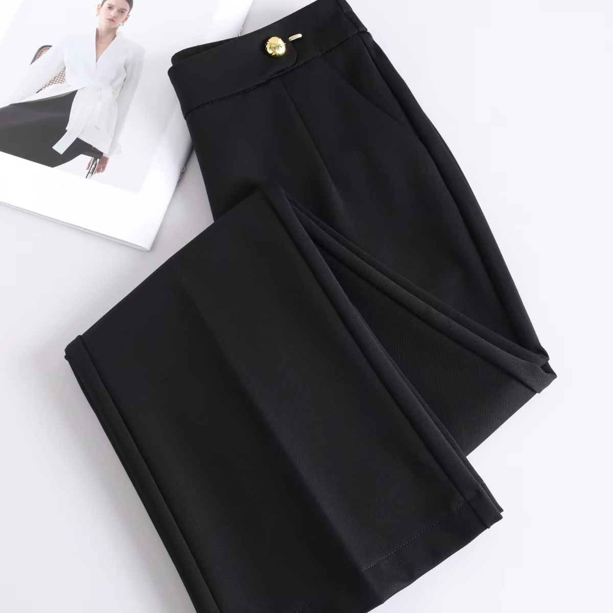 Custom Flared Wide Leg Pants for Women Casual Work Trousers