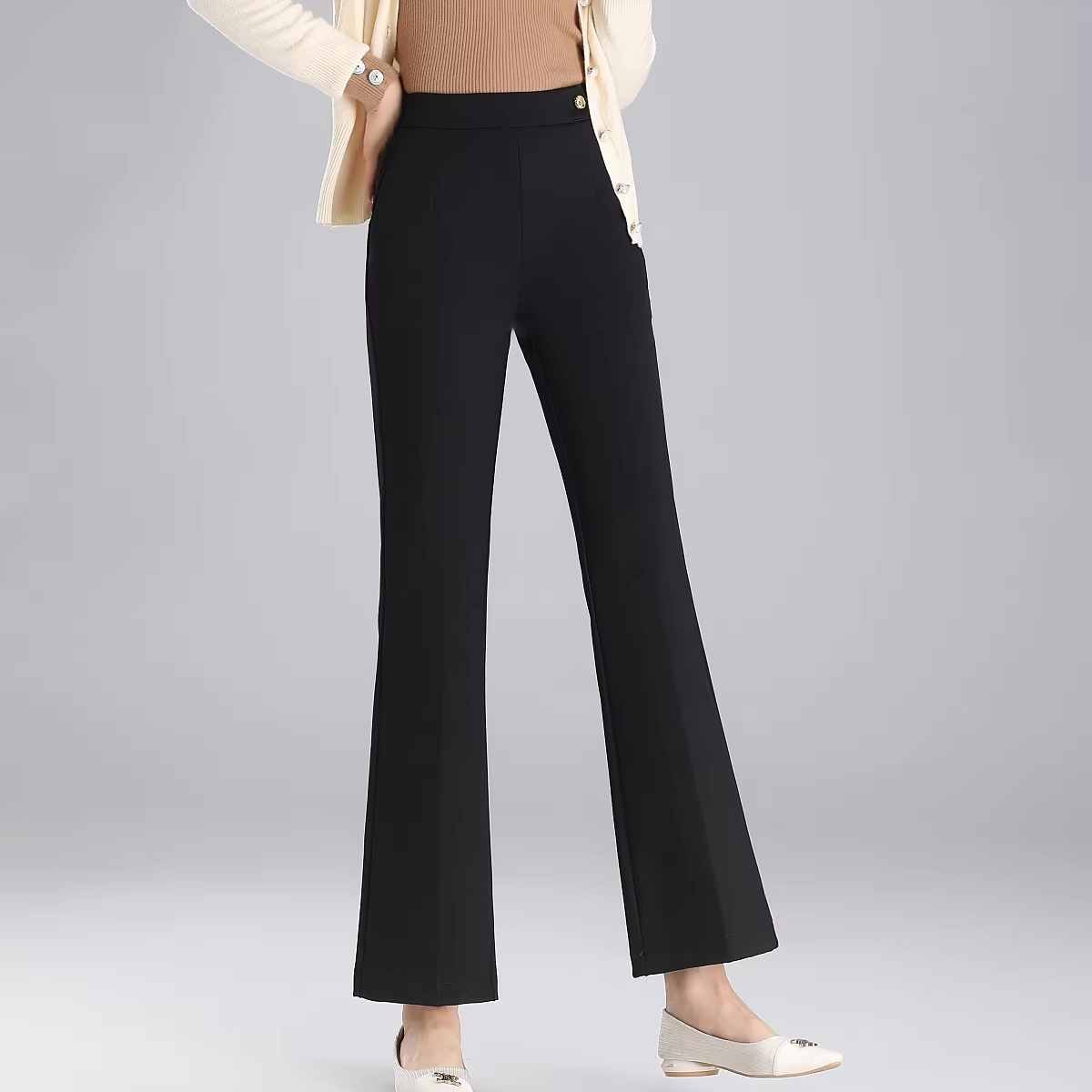 Custom Flared Wide Leg Pants for Women Casual Work Trousers