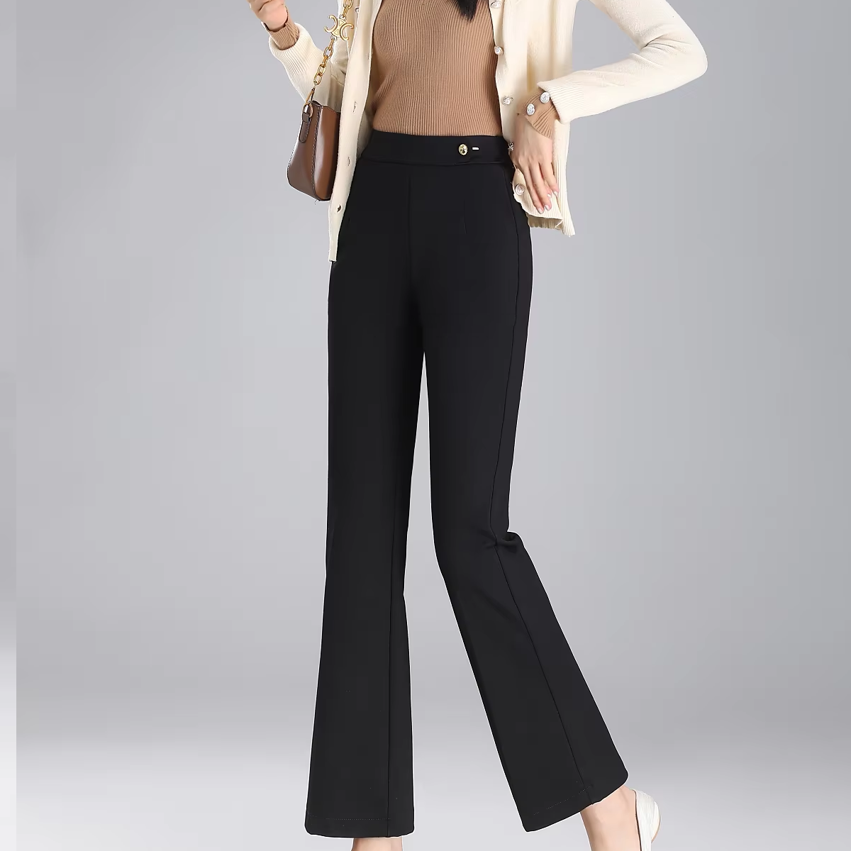Custom Flared Wide Leg Pants for Women Casual Work Trousers