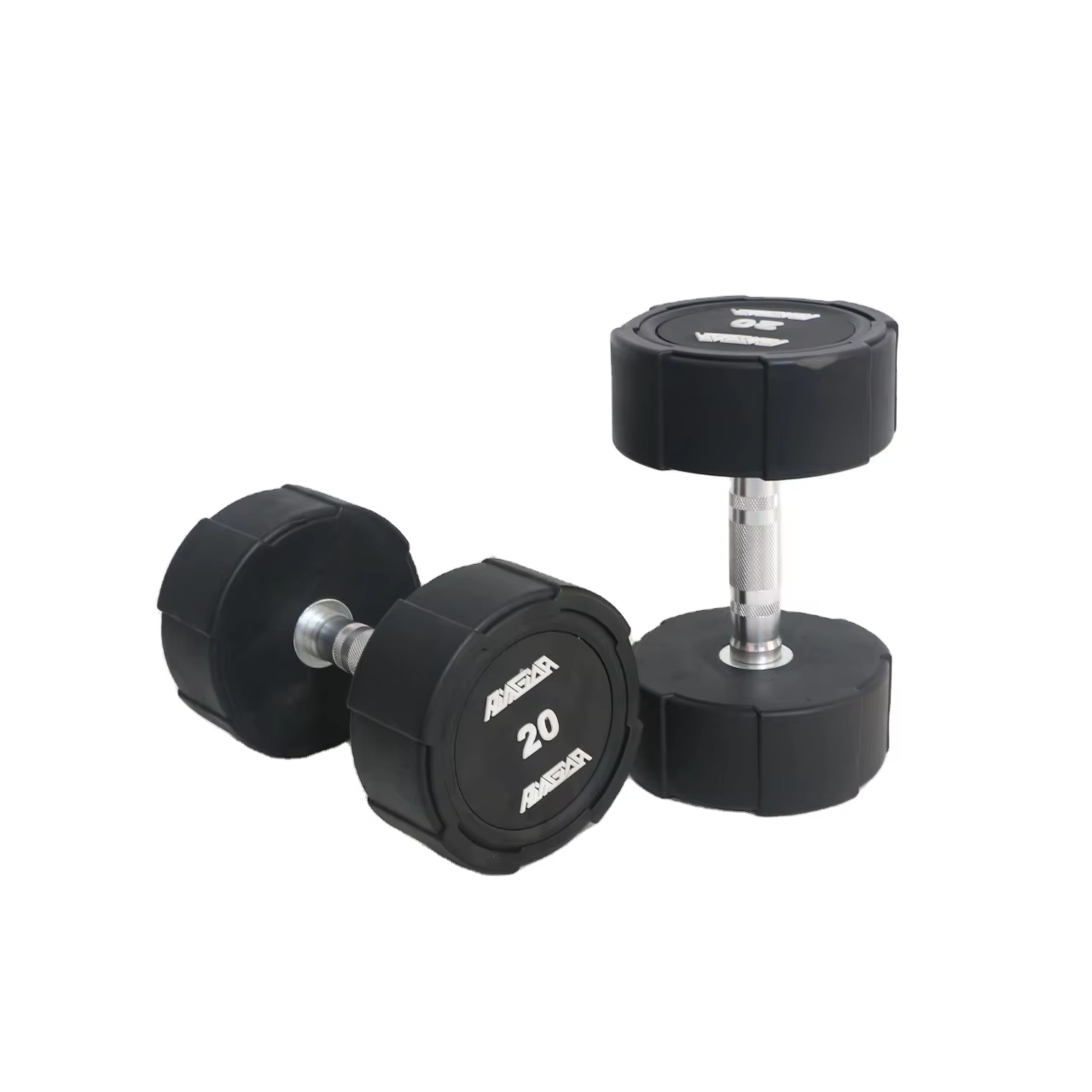 Tellus Fitness Custom Logo PU PVC Rubber Coated Dumbbell Decagon Design Fixed Weight Ranging 2.5KG 50KG Bodybuilding Arm Workout