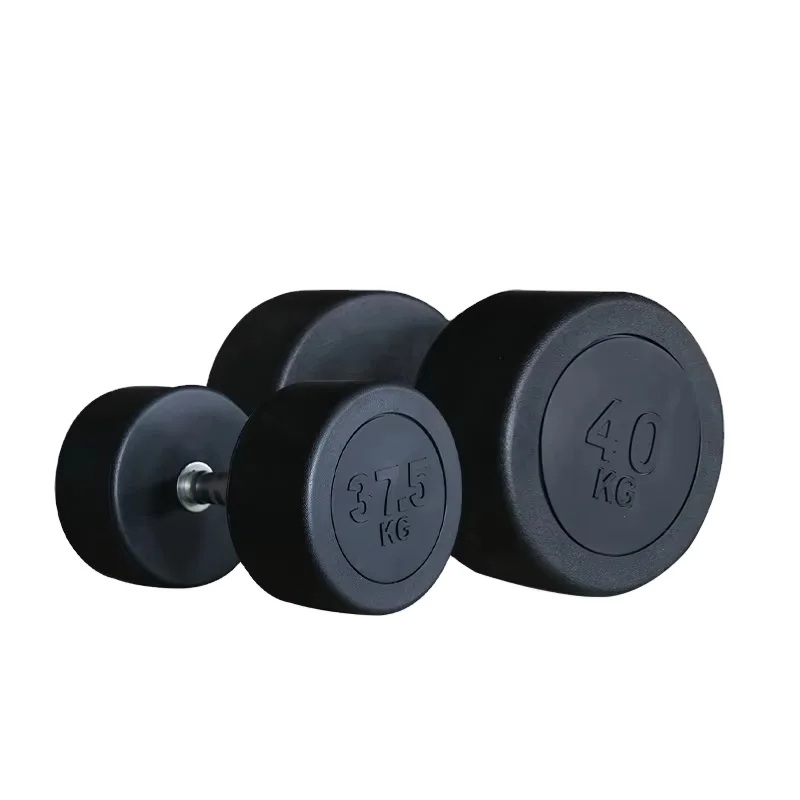 Factory Wholesale Custom Logo Free 10kg 20kg Gym Fitness Equipment Color Label Coated Rubber Home Exercise 50kg 15kg Dumbbell