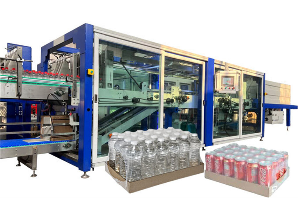 Machine d'emballage sous film rétractable combinée pour demi-barquettes en carton