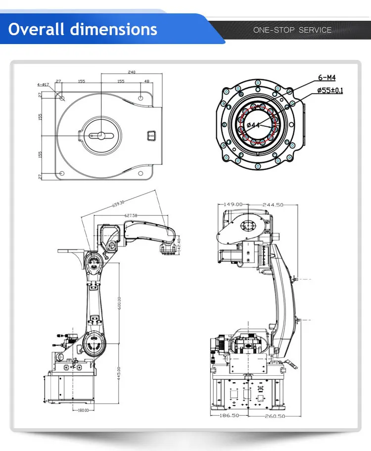 6-axis industrial robot arm intelligent automatic welding cutting handling stacking spraying loading and unloading are in stock