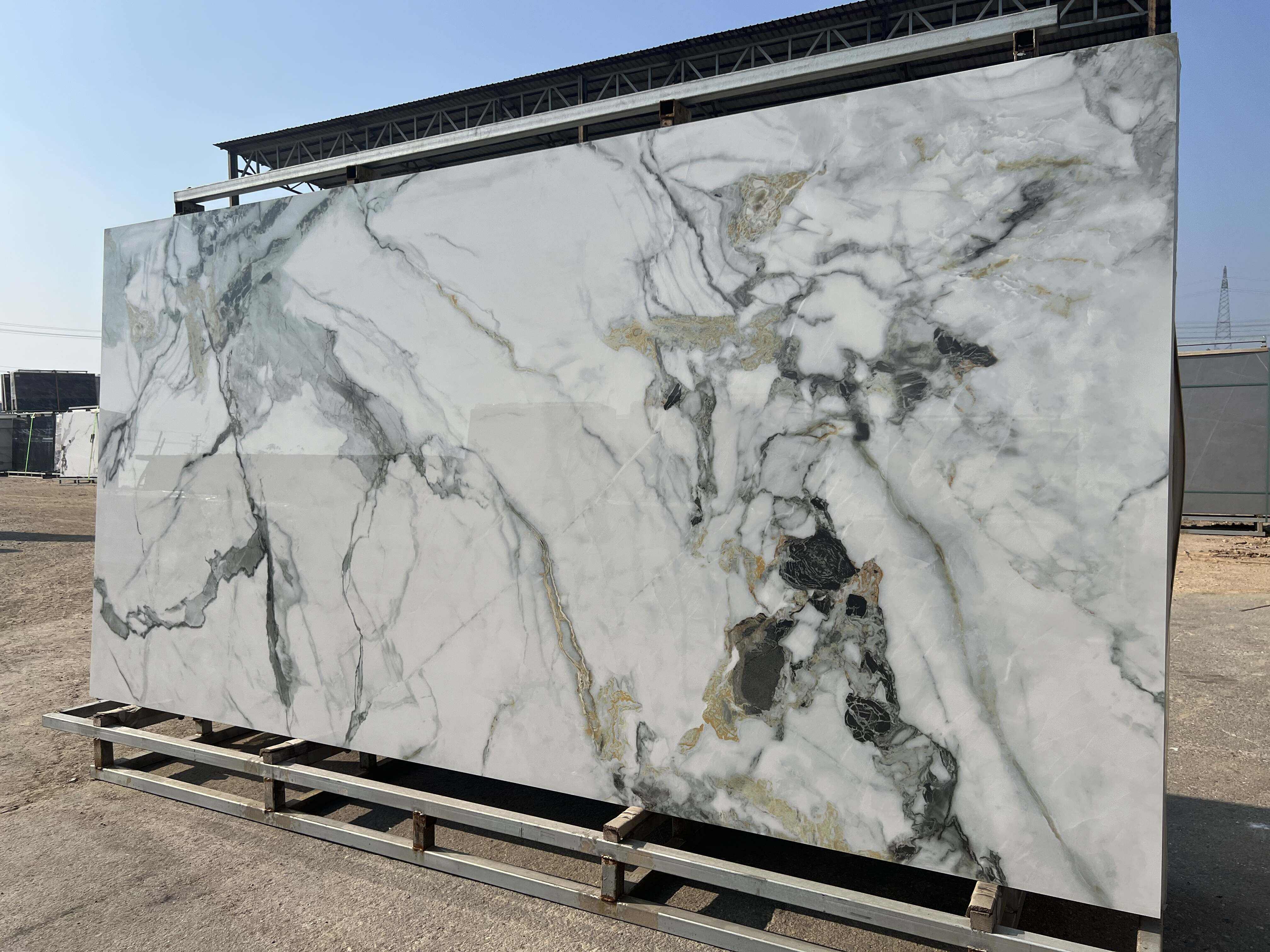 White Bathroom Floor Floor Tiles Sintered Stone Large Size Imperial Green Jade Minimalist Style Indoor Floor Sintered Stone factory